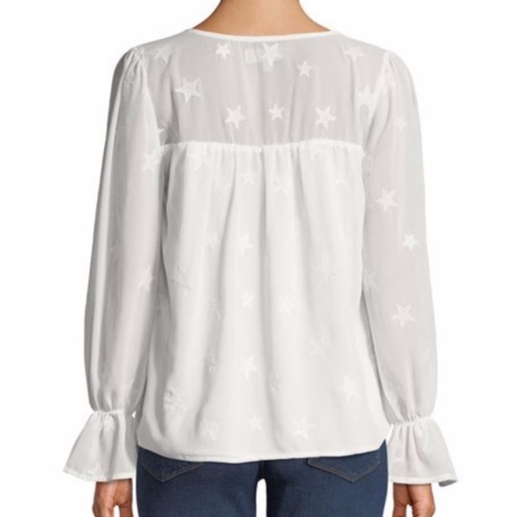 NWT~PHILOSOPHY~Star-Embroidered Bell-Cuff Blouse - Picture 2 of 3